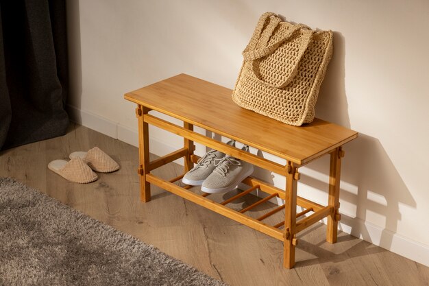 Still life of shoe rack indoors