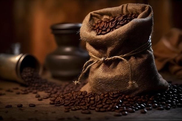 Still life shot of coffee beans Neural network AI generated art