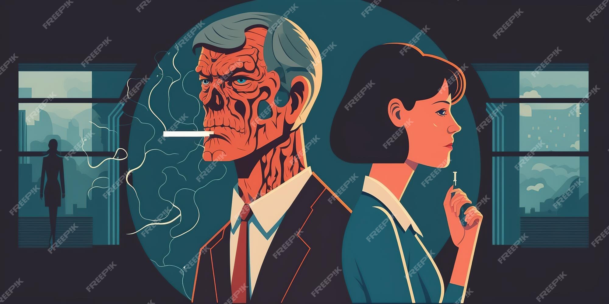 Premium AI Image | Still life skull smoking cigarette People smoke get