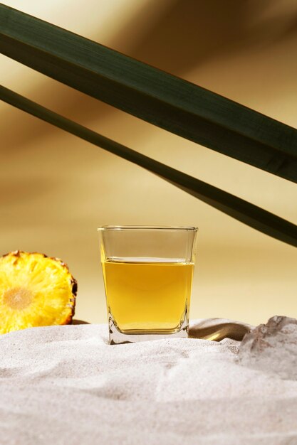 Photo still life of  sotol drink with ingredients