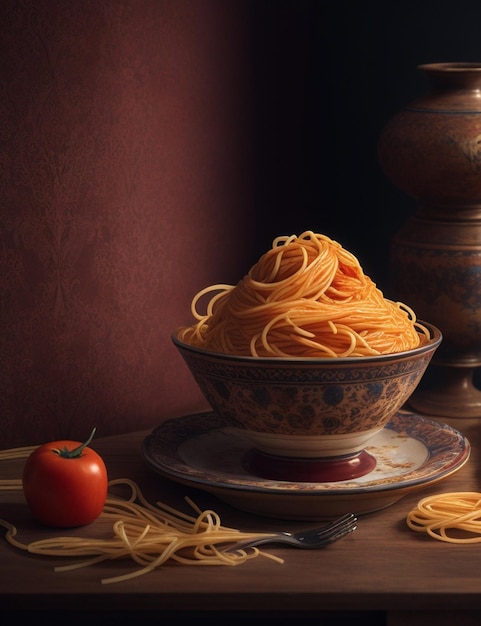 still life of spaghetti wallpaper