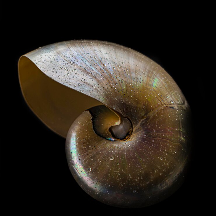 Photo still life study of a nautilus shell from mauritius