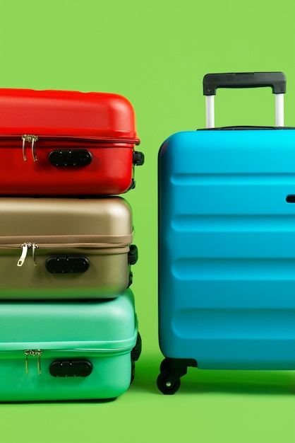 Photo still life of suitcases with wheels