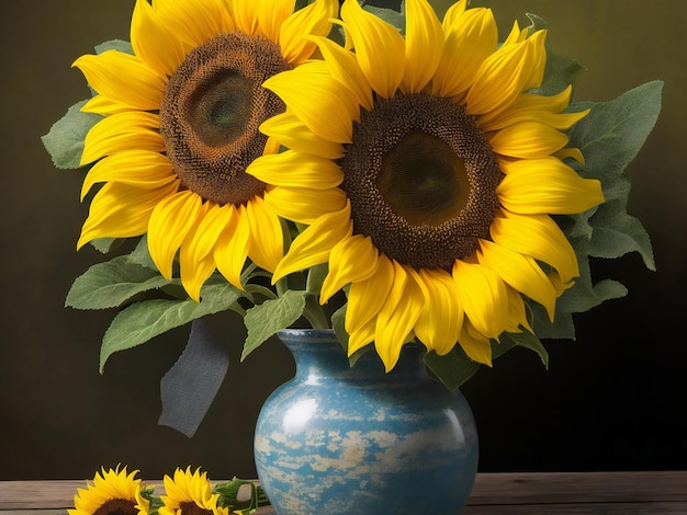 Still life of sunflower bouquet ai generated