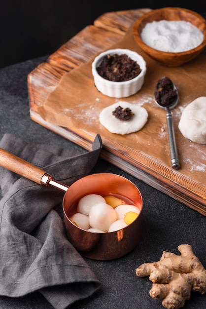 Still life sweet tang yuan arrangement