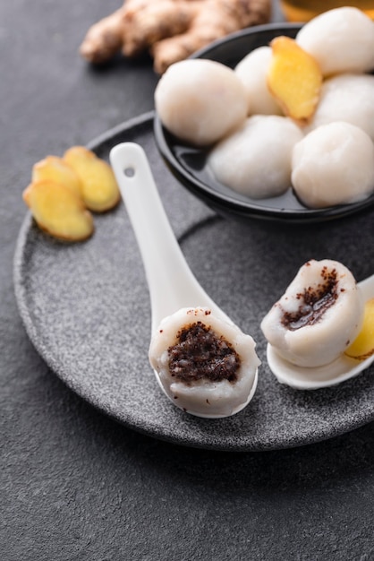 Photo still life sweet tang yuan arrangement