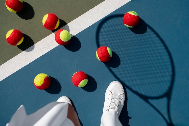 Still life of tennis equipment