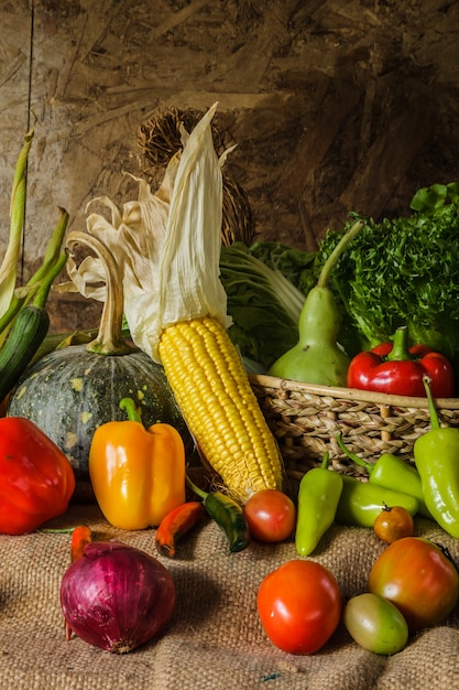 Still life  Vegetables, Herbs and Fruit.