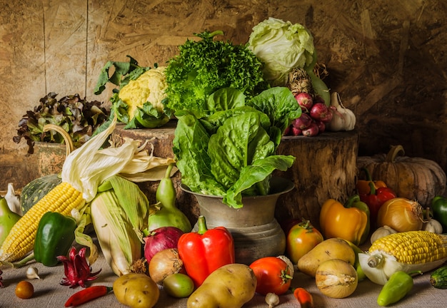 Still life  Vegetables, Herbs and Fruit.