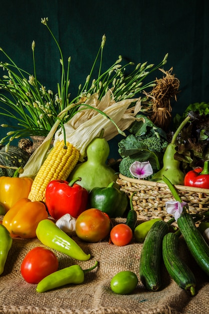 Still life  Vegetables, Herbs and Fruit.