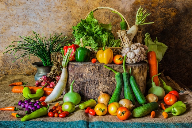 Still life  Vegetables, Herbs and Fruit.