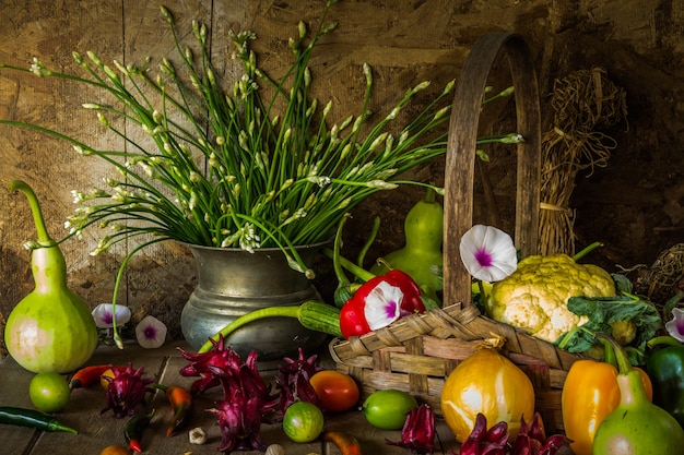 Still life  Vegetables, Herbs and Fruit.