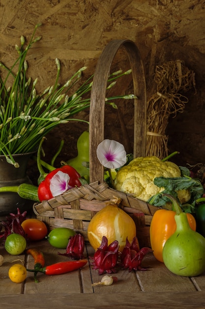 Still life  Vegetables, Herbs and Fruit.