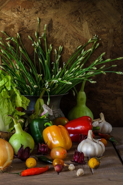 Still life  Vegetables, Herbs and Fruit.