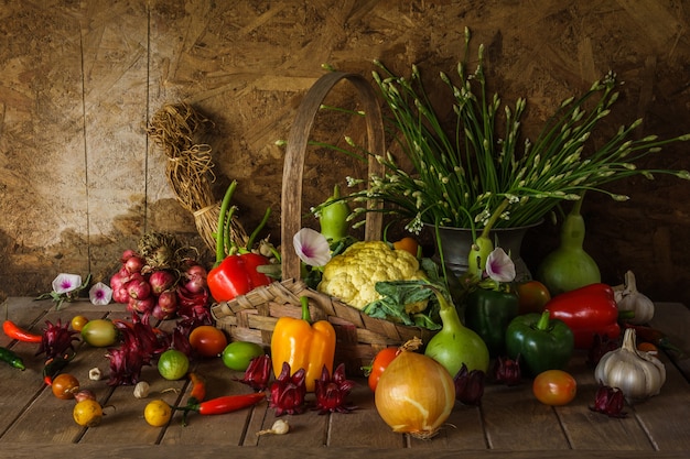 Still life  Vegetables, Herbs and Fruit.