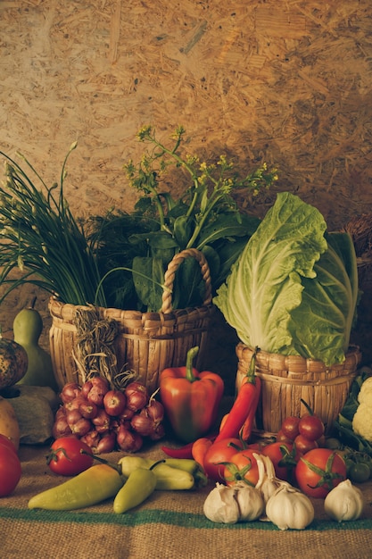 Still life  Vegetables, Herbs and Fruits.