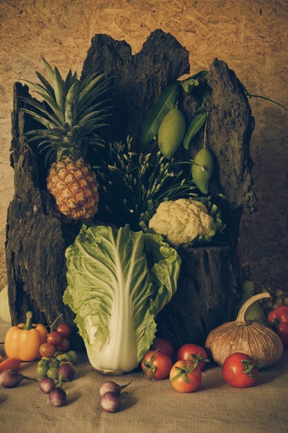 Still life  Vegetables, Herbs and Fruits.