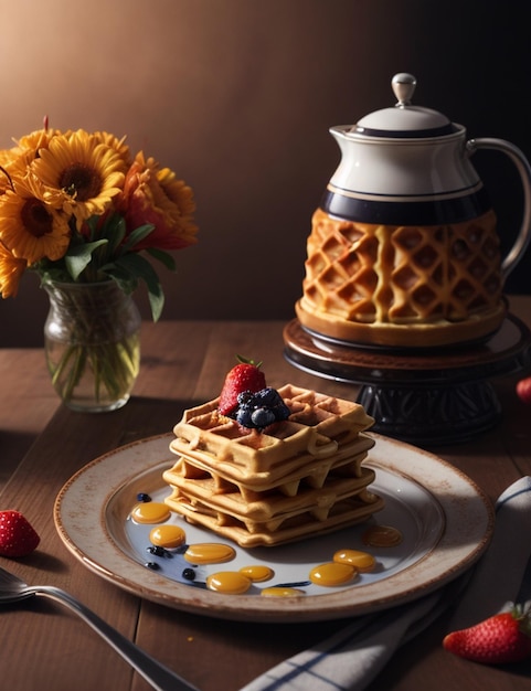 still life of waffle wallpaper