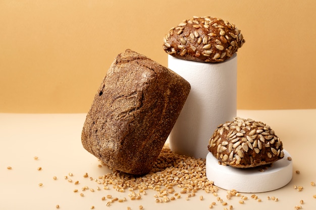 Still life with appetizing bakery food