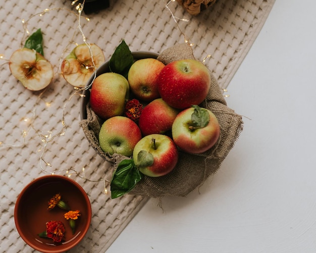 still life with apples on table