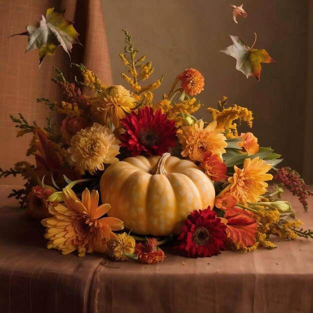 Still life with autumn flowers