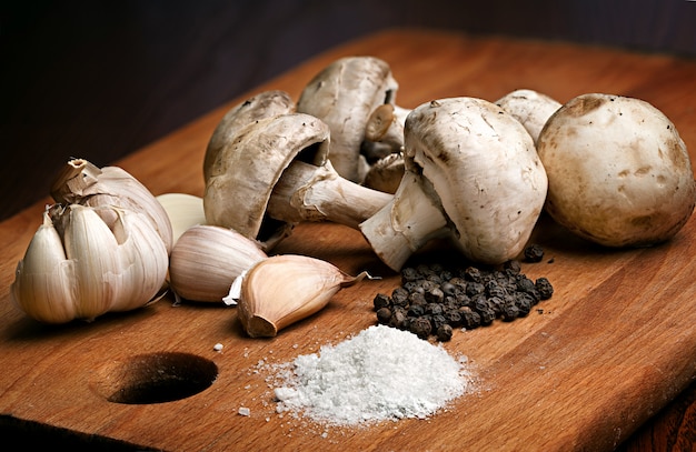 Still life with champignon mushrooms