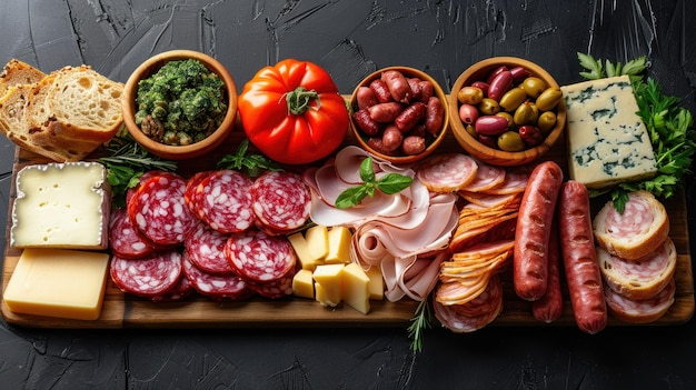 Photo still life with food and wine