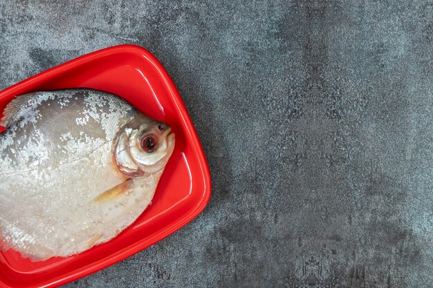 Still life with fresh fish and Peruvian ingredients for cooking