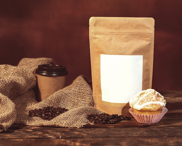 Still life with a heart, muffin and coffee