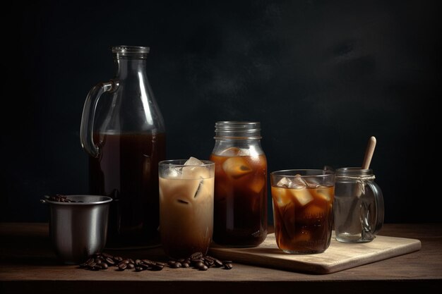 Photo still life with iced coffee beverage