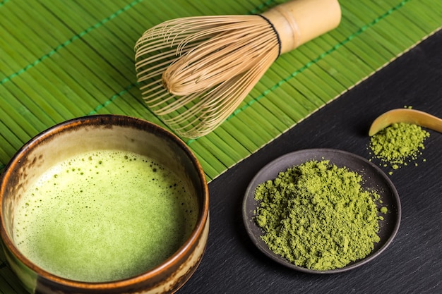 Still life with Japanese matcha tea