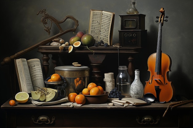 Photo still life with musical instrument