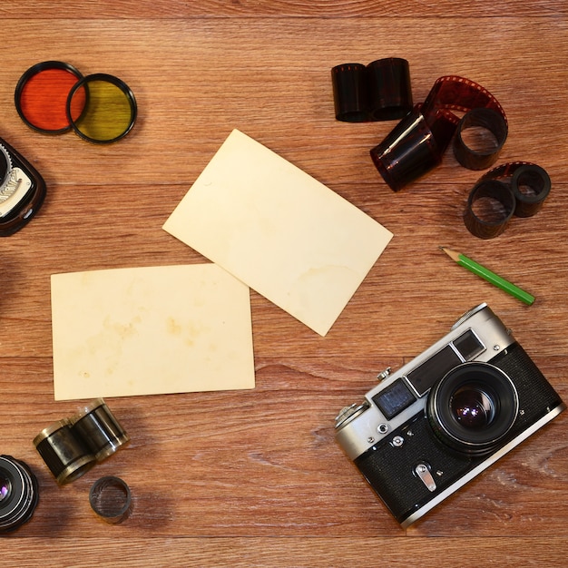 Still-life with old photography equipment