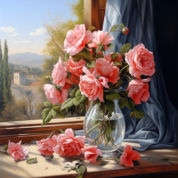 Still life with Pink Roses