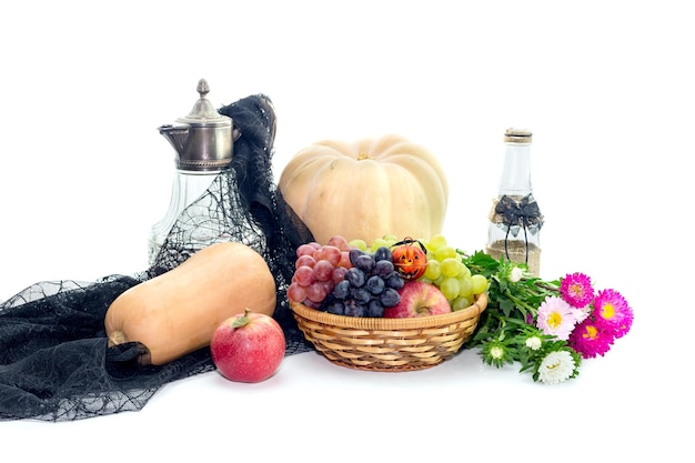 Still Life with pumpkin on white background