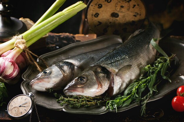 Still life with raw fish