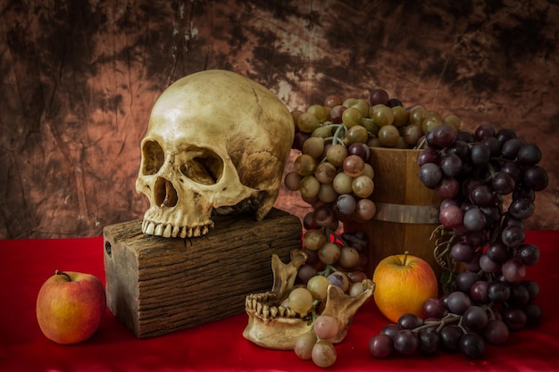 Still life with skull man