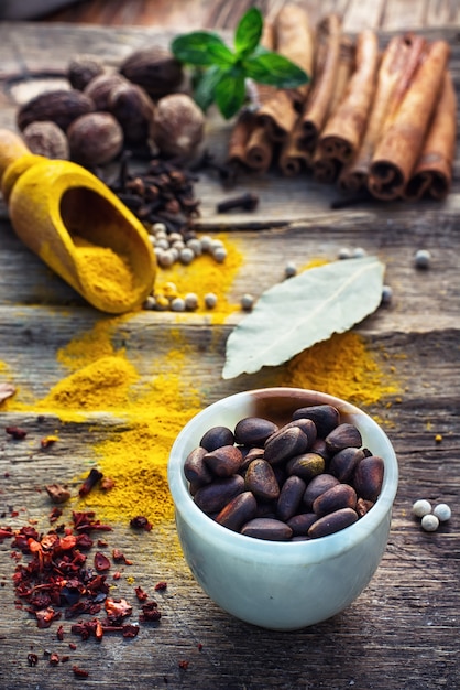 Still life with spices and herbs