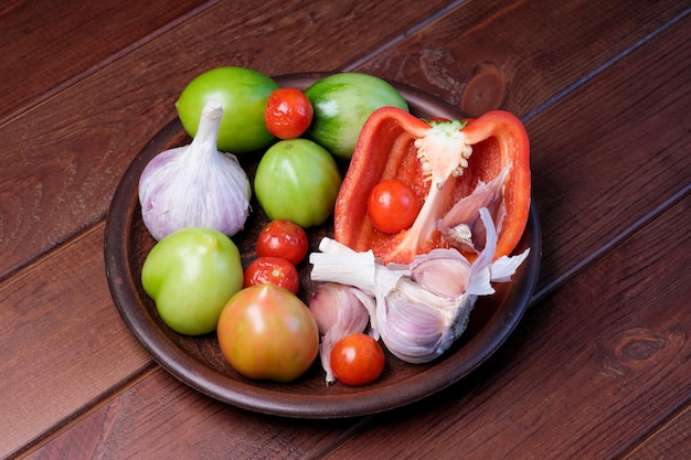 Still life with vegetables and garlic