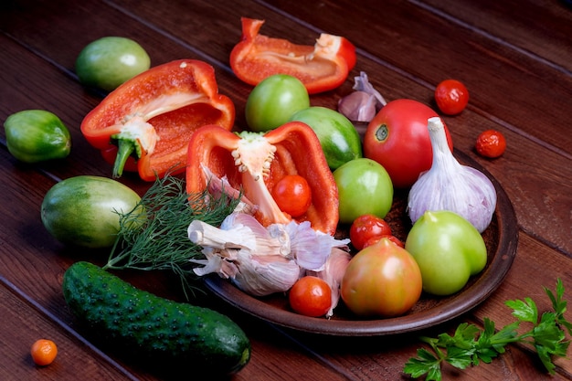 Still life with vegetables and garlic