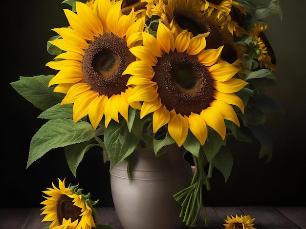 Stille leven van zonnebloem boeket ai gegenereerd