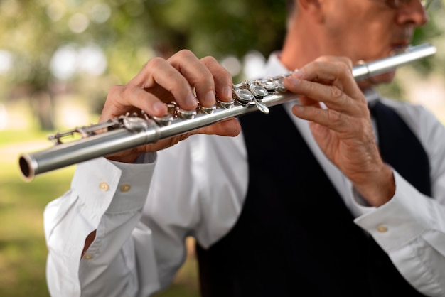 Stille natuur van blaasinstrument voor wereldmuziekdag