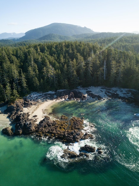 Stille Oceaan Kust Canadese Natuur Achtergrond Luchtfoto