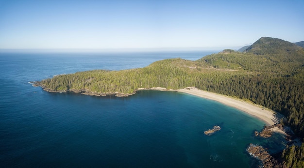 Stille Oceaan Kust Canadese Natuur Achtergrond Luchtfoto