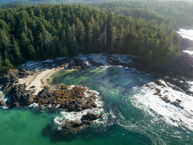 Stille Oceaan Kust Canadese Natuur Achtergrond Luchtfoto