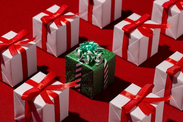 Foto stilleven van kerstcadeaudozen