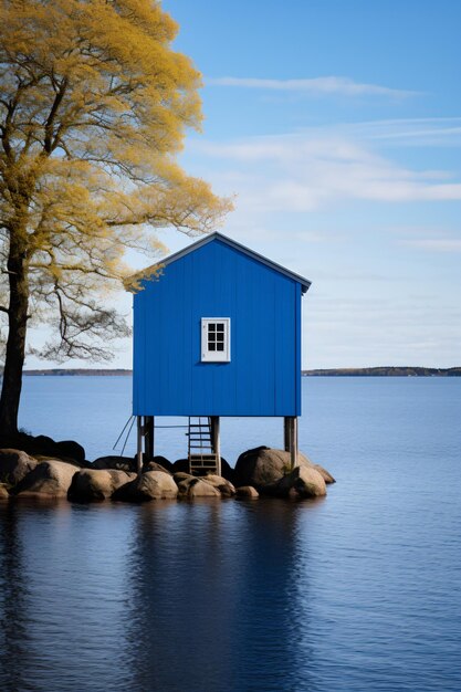 Stilt house on the lake