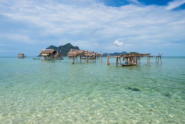 Stilted houses village occupied by the Bajau Laut of Sabah Borneo Malaysia