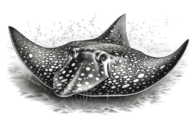 Photo stingray fish in black and white generative ai