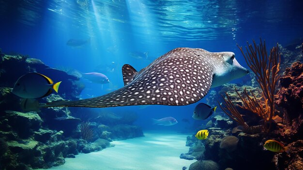 Stingray Fish in Tropical Aquarium